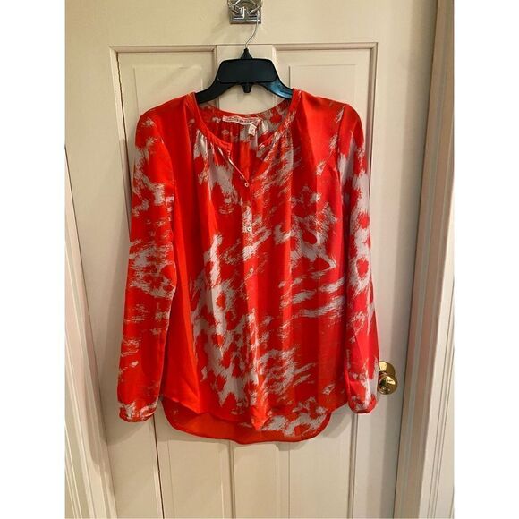 Yoana Baraschi Orange and White Flowy Top size small - Picture 1 of 6